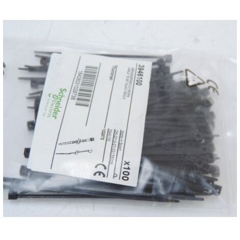 Collier serre-câble noir 80x2.5mm (blister de 100) pour fixation de fils et câbles Ø 14mm extérieur anti-UV SCHNEIDER 3946100