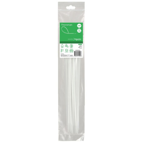 Collier serre-cable translucide 385x4.8mm (blister de 20) pour fixation de fils et cables Ø 106.7mm max PA6.6 anti-UV Thorsman