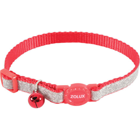 Collier SHINY nylon réglable de 17 à 30 cm rouge pour chat - zolux