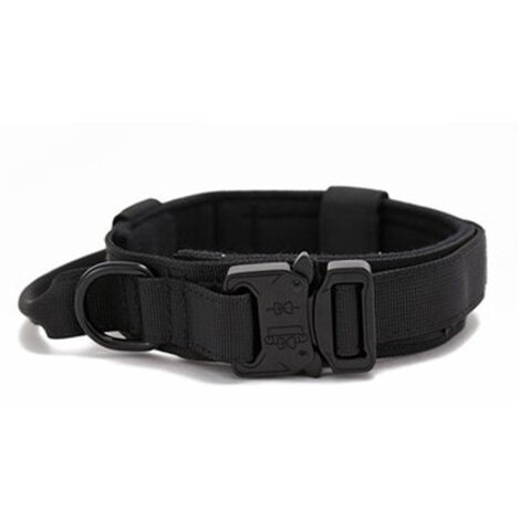 Collier tactique pour chien, collier ajustable pour chiens de races moyennes et grandes, noir XL