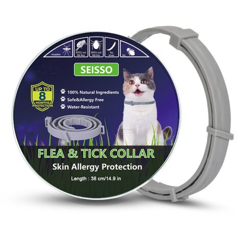 Colliers anti-puces pour chats de 38 cm, colliers contre la vermine Collier anti-tiques réglable et étanche