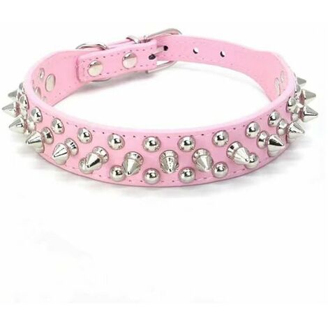 Colliers classiques Ensemble de Laisse pour Collier de Chien en Cuir à Pointes, Collier pour Chien Bullet Nail Rivet, Collier pour Chien en Cuir avec Rivets, pour Taille Moyenne, Pit-Bull, Bulldog An