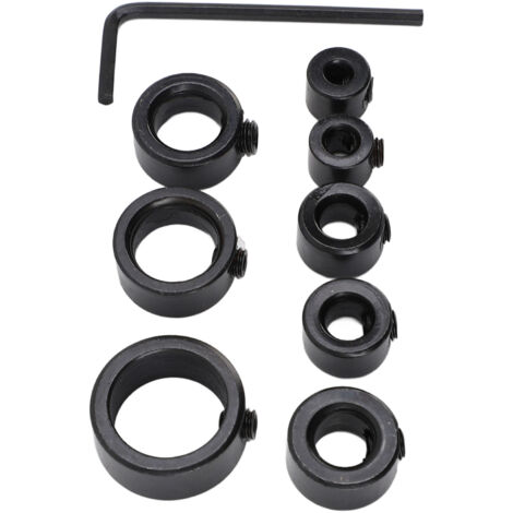 Colliers de forets avec 1 clé hexagonale, jeu de butées de limite de profondeur en acier à haute teneur en carbone 3mm 4mm 5mm 6mm 8mm 10mm 12mm 16mm 8 pièces