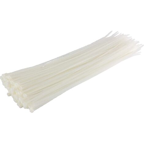 Colliers de serrage argentés longs et résistants, 370 mm x 4,8 mm, lot de 100, en nylon de qualité supérieure, blancs.