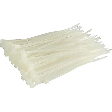 Colliers de serrage argentés longs et résistants, 370 mm x 4,8 mm, lot de 100, en nylon de qualité supérieure, fermeture éclair 150 mm x 3,6 mm, blanc