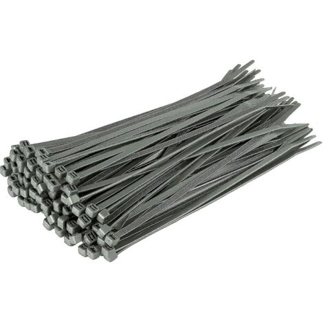 Colliers de serrage argentés longs et résistants, 370 mm x 4,8 mm, lot de 100, en nylon de qualité supérieure, fermeture éclair 200 mm x 2,5 mm, couleur argent