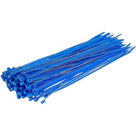 Colliers de serrage argentés longs et résistants, 370 mm x 4,8 mm, lot de 100, en nylon de qualité supérieure, fermeture éclair 300 mm x 3,6 mm, bleu