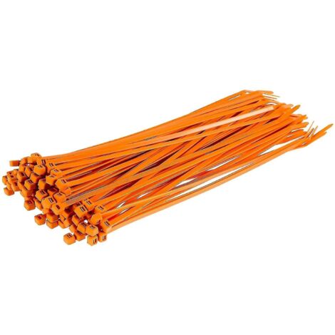 Colliers de serrage argentés longs et résistants, 370 mm x 4,8 mm, lot de 100, en nylon de qualité supérieure, fermeture éclair 300 mm x 3,6 mm, orange