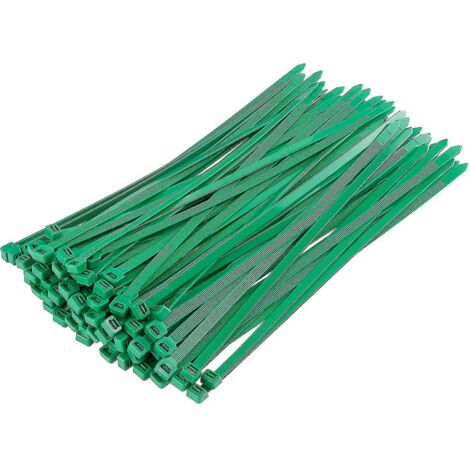 Colliers de serrage argentés longs et résistants, 370 mm x 4,8 mm, lot de 100, en nylon de qualité supérieure, fermeture éclair 300 mm x 7,6 mm, vert