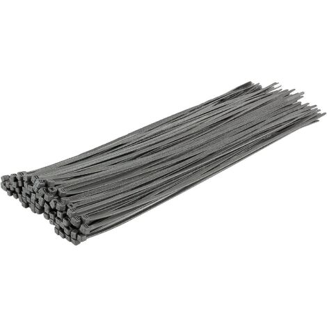 Colliers de serrage argentés longs et résistants, 370 mm x 4,8 mm, lot de 100, en nylon de qualité supérieure, fermeture éclair 370 mm x 7,6 mm, argent