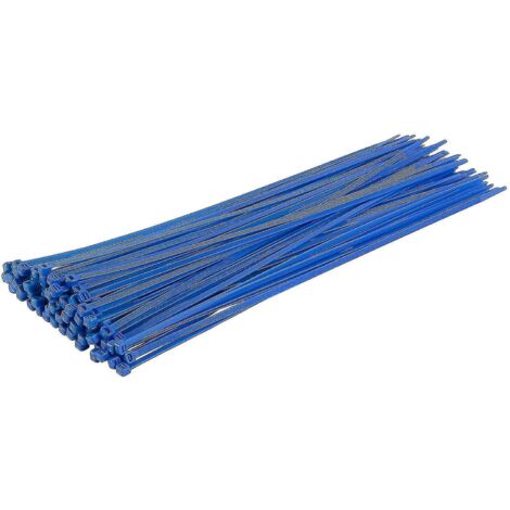 Colliers de serrage argentés longs et résistants, 370 mm x 4,8 mm, lot de 100, en nylon de qualité supérieure, fermeture éclair 370 mm x 7,6 mm, bleu