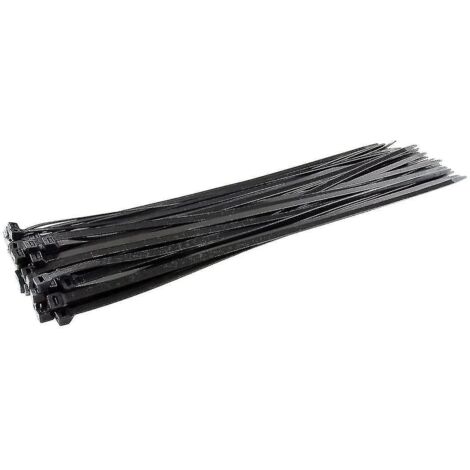 Colliers de serrage argentés longs et résistants, 370 mm x 4,8 mm, lot de 100, en nylon de qualité supérieure, fermeture éclair 610 mm x 9 mm, noir
