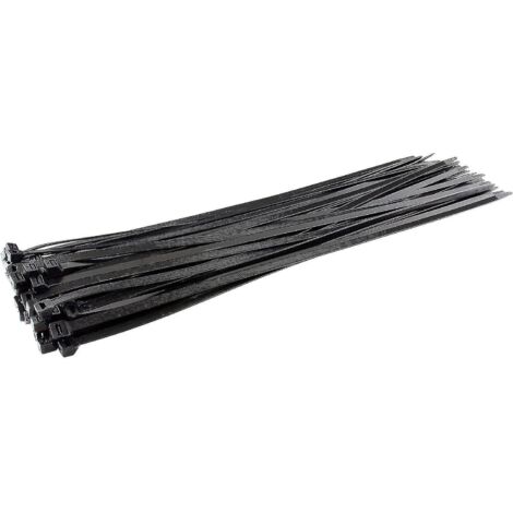 Colliers de serrage argentés longs et résistants, 370 mm x 4,8 mm, lot de 100, en nylon de qualité supérieure, fermeture éclair 750 mm x 7,6 mm, noir