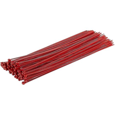 Colliers de serrage argentés longs et résistants, 370 mm x 4,8 mm, lot de 100, en nylon de qualité supérieure, rouge.