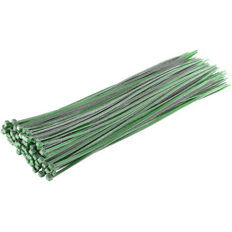 Colliers de serrage argentés longs et résistants, 370 mm x 4,8 mm, lot de 100, en nylon de qualité supérieure, vert.