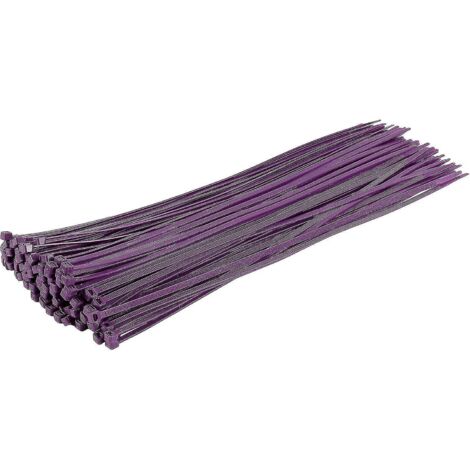 Colliers de serrage argentés longs et résistants, 370 mm x 4,8 mm, lot de 100, en nylon de qualité supérieure, violet.