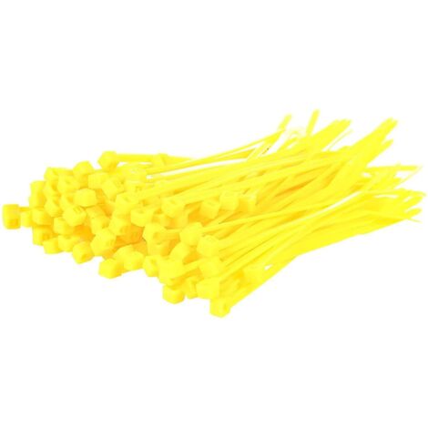 Colliers de serrage argentés longs et résistants, 370 mm x 4,8 mm, lot de 100, fermeture éclair en nylon de qualité supérieure - 150 mm x 3,6 mm - Jaune