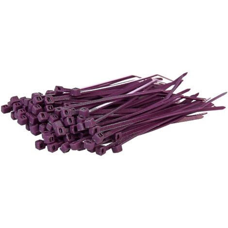 Colliers de serrage argentés longs et résistants, 370 mm x 4,8 mm, lot de 100, fermeture éclair en nylon de qualité supérieure - 150 mm x 3,6 mm - violet