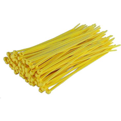 Colliers de serrage argentés longs et résistants, 370 mm x 4,8 mm, lot de 100, fermeture éclair en nylon de qualité supérieure - 300 mm x 3,6 mm - Jaune