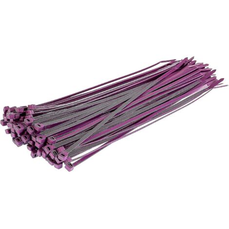 Colliers de serrage argentés longs et résistants, 370 mm x 4,8 mm, lot de 100, fermeture éclair en nylon de qualité supérieure - 300 mm x 3,6 mm - violet