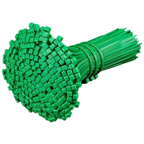 Colliers de serrage autobloquants en nylon vert 4 x 200 mm, lot de 500