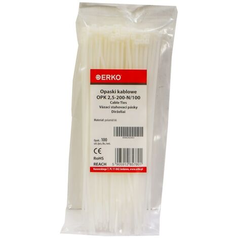 Colliers de serrage blancs OPK 200/2,5, lot de 100 pièces Erko
