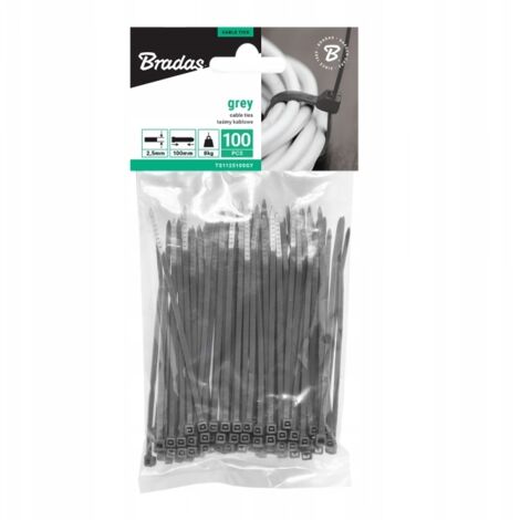 Colliers de serrage Bradas TS1125100GY 2,5 mm x 100 mm, 100 pièces