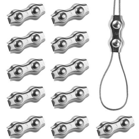 Colliers de serrage duplex en acier inoxydable M3, lot de 12, serre-câbles à double boulon de 1/8 pouce pour câbles de 1,5 à 3 mm²