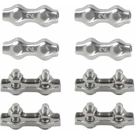Colliers de serrage duplex M2 en acier inoxydable 304 pour câbles, fixations pour fil à linge, parasol, etc. (lot de 8).-AquaForge