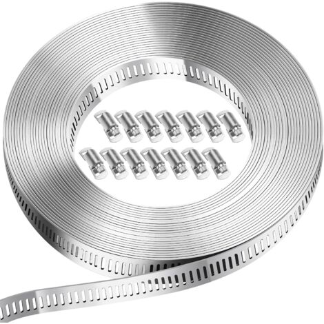 Colliers de serrage en acier inoxydable 304, colliers de serrage pour tuyau sans fin avec 12 clips, colliers de serrage DIY pour tuyau de piscine, tuyau de gaz domestique, tuyau de jardin