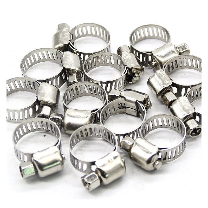 Colliers de Serrage en Acier Inoxydable Colliers de Serrage - Réglable 13-19 Mm pour Les Conduites de Carburant Pipes en Caoutchouc Clips Fixes