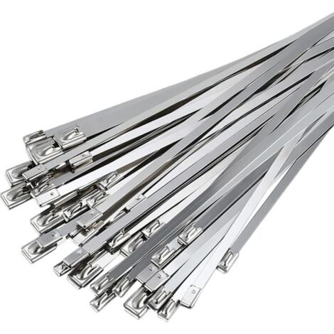 Colliers de serrage en acier inoxydable – Lot de 50 pièces, 300 mm × 4,6 mm, pour gainage d’échappement, câblage et clôtures
