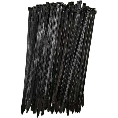 Colliers de serrage en plastique, 250 mm x 7,6 mm, colliers de serrage, Colliers de serrage en nylon Rilsan, colliers de serrage 250 mm, noir, set de 100 pièces