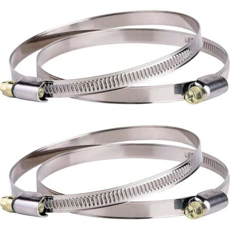 Colliers de serrage Inox - lot de 4 colliers de serrage avec entraînement par vis sans fin, plage de serrage 91-114 mm, largeur de 9 mm pour conduits et gaines de ventilation, VMC et Hotte de 100mm