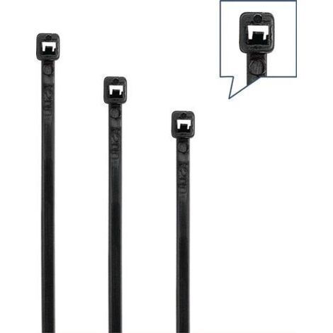 Colliers de serrage L.200mm l.3,6mm PA 6.6 noir 180N 100p./paquet