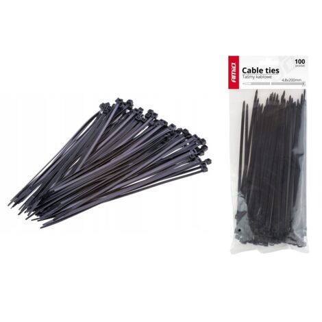 Colliers de serrage noirs 4,8 x 200 mm - 100 pièces amio-02155