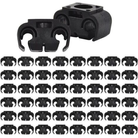 Colliers de serrage pour flexibles de frein automobile , 50 pièces , support de fixation à 2 points , double collier , plastique noir , pièces automobiles universelles