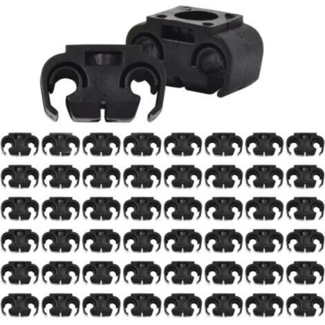 Colliers de serrage pour flexibles de frein automobile, 50 pièces, support de fixation à 2 points, double collier, plastique noir, pièces automobiles universelles