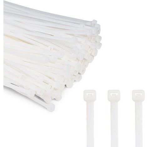 Colliers de serrage professionnels en acier, blancs, 200 x 3,6 mm, 500 pièces, colliers de serrage en plastique.