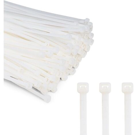 Colliers de serrage professionnels en acier, blancs, 200 x 3,6 mm, 500 pièces, colliers de serrage en plastique.