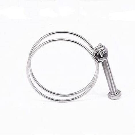 Colliers de serrage réglables à double fil en acie Collier Double fil, fixation plomberie réglable acier inoxydable, plusieurs tailles, 5 pièces(13 16mm) -