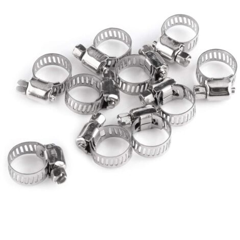 Colliers de serrage réglables en acier inoxydable Clips d'engrenage à vis sans fin pour conduite de carburant (13mm-19mm)