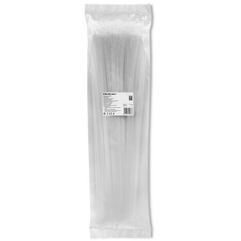Colliers de serrage réutilisables Qoltec 7,2 x 450 mm Nylon 66 UV Blanc