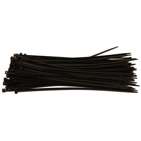 Colliers de serrage Rilsan noirs 380 mm x 4.5 mm – Lot de 100 – Pour câbles électriques et réseaux – Résistance à l'humidité