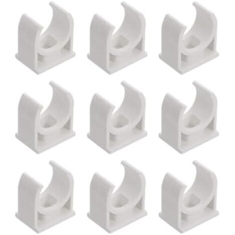 Colliers en PVC Blanc 40 MM, Lot de 100, Crochet U et Support pour Tubes Métalliques, Fixation Tuyaux d'Eau Accessoires Plomberie -