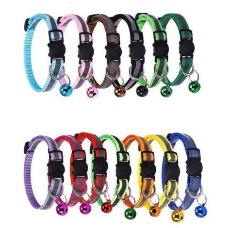Colliers pour chat à dégagement rapide, colliers réfléchissants pour chat avec cloches et dégagement de sécurité, réglable de 8 à 12 po pour s'adapter à tous les chats domestiques (lot de 12)