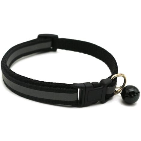 Colliers réfléchissants réglables avec clochette, lot de 2, pour chatons et chiots nouveau-nés, colliers de sécurité, noirs