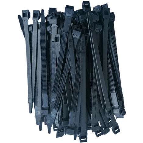 Collier attache câble électrique noir en polyamide 100 pièces - 2,5x10mm -  80N- Noir