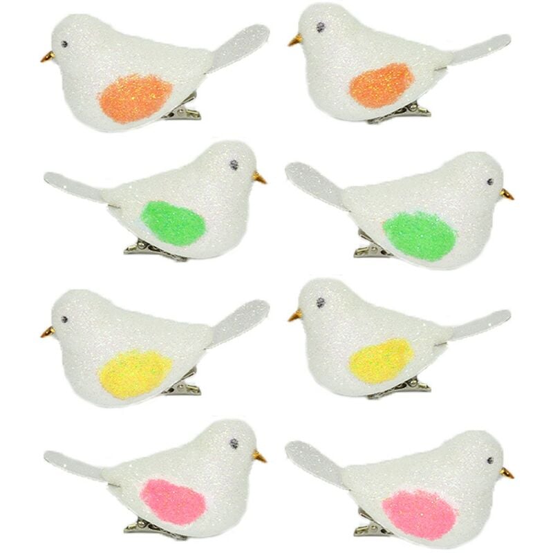 Image of Colomba bianca di pasqua uccello con pinzetta per albero pasquale set 8 addobbi decorazioni casa vetrine negozio