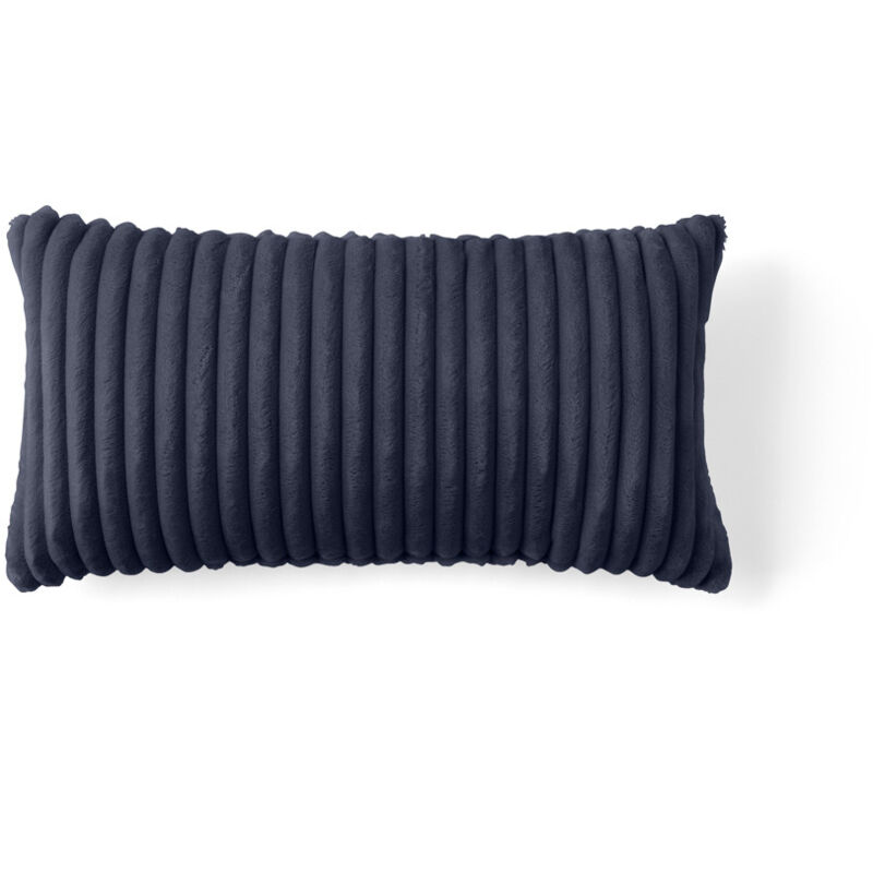 Lisa Design - Colombine - coussin - en velours côtelé grosses côtes - 32x63 cm - bleu
